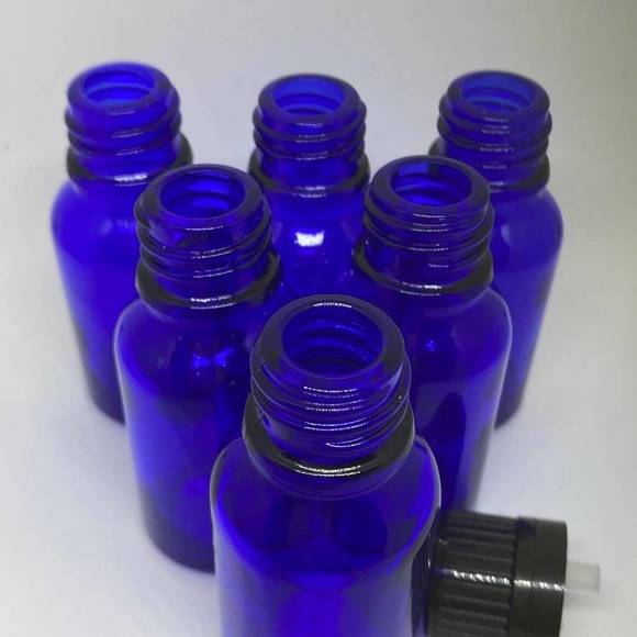 15ml Cobalt Blue Glass Bottles with Euro Droppers Lot of 6 - Picture 3 of 4